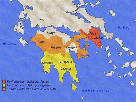 Mapa de la Antigua Grecia mostrando las principales polis