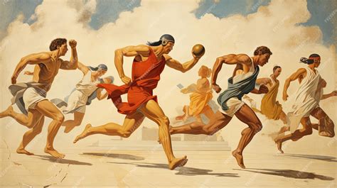 Atletas compitiendo en los Juegos Olímpicos de la Antigua Grecia