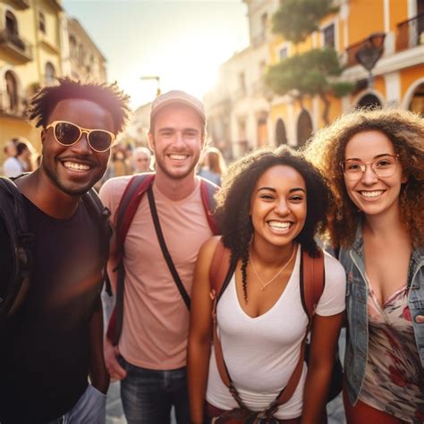 Grupo de jóvenes viajando y compartiendo experiencias