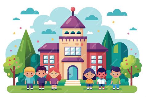 Ilustración histórica de un orfanato o casa de acogida de niños vulnerables