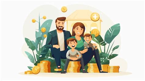 Ilustración de una familia recibiendo apoyo económico