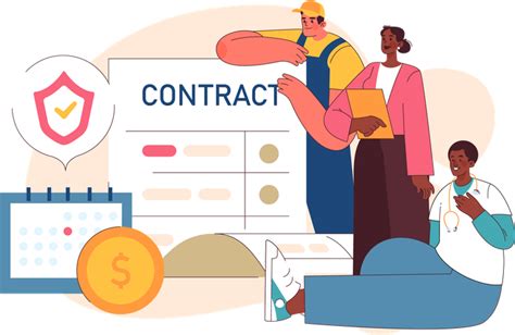 ilustracion de un contrato de trabajo y un calendario