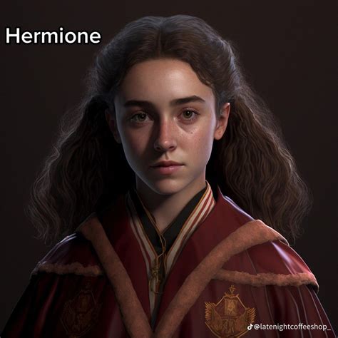 Hermione Granger según los libros de Harry Potter (retrato realista generado por IA)