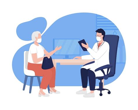 Ilustración de atención médica personalizada a personas mayores