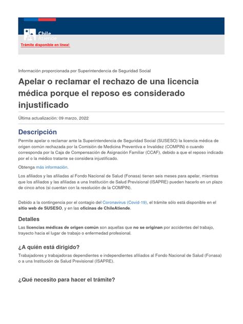Infografía detallando el proceso de apelación de una licencia médica rechazada