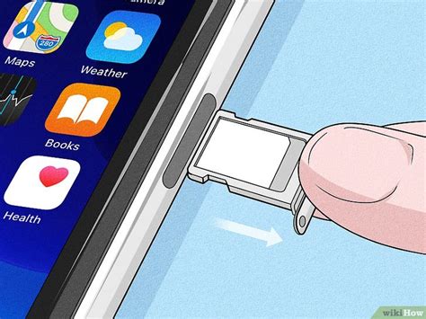 Ilustración de cómo insertar la herramienta para abrir la bandeja SIM