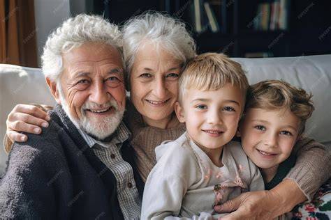 Foto de niños y ancianos interactuando y jugando juntos en un entorno rural