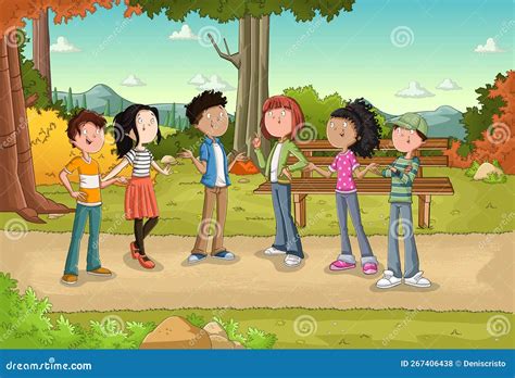 Ilustración de un grupo de adolescentes participando en un juego de mesa de idiomas
