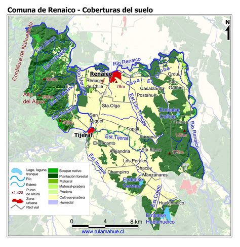 Mapa de la comuna de Renaico con ubicación de servicios de apoyo a la discapacidad
