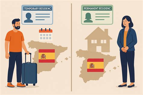 infografía comparativa de requisitos para residencia temporal y permanente