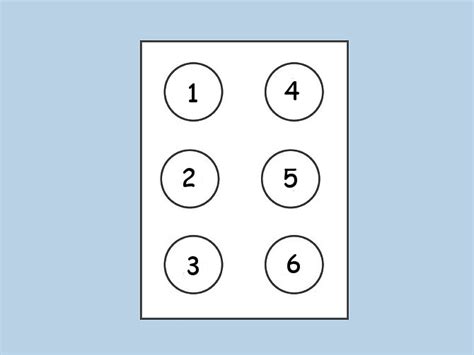 Imagen de una celda braille con los seis puntos numerados.