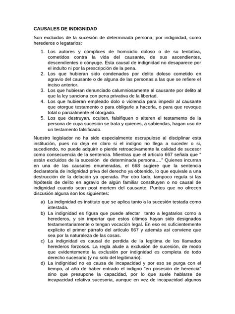 Gráfico comparativo de causales de indignidad en distintas legislaciones
