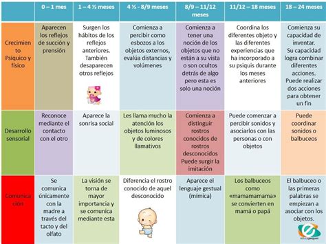 Esquema del desarrollo visual infantil por edades