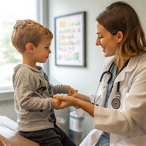 Ilustración de un pediatra realizando un examen ocular a un niño