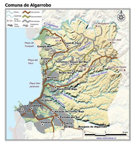 Mapa de Algarrobo Norte con ubicaciones destacadas de alojamiento