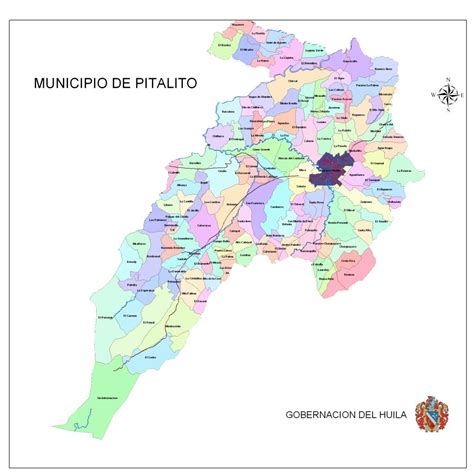 Mapa de ubicación del municipio de Pitalito, Huila, Colombia