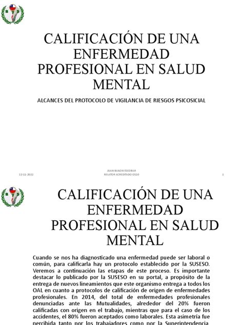 Esquema del proceso de calificación de una enfermedad profesional en Chile