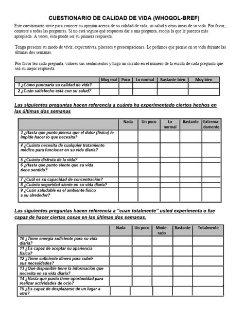 Tabla comparativa de cuestionarios de calidad de vida utilizados.