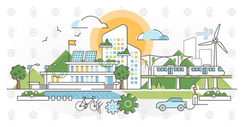 Ilustración de una ciudad verde con infraestructura sostenible