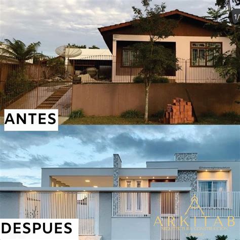 Foto antes y después de la reconstrucción del hogar o infografía del diseño arquitectónico