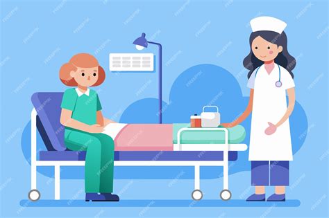 Ilustración de una enfermera confortando a un paciente en cama.