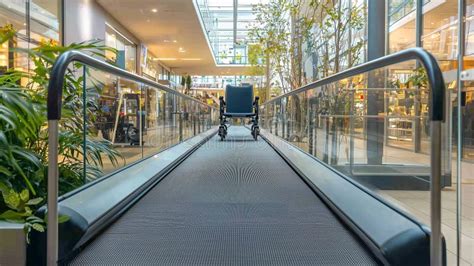 Tienda de comestibles accesible para personas con discapacidad, con un diseño de pasillos amplios y señalización clara