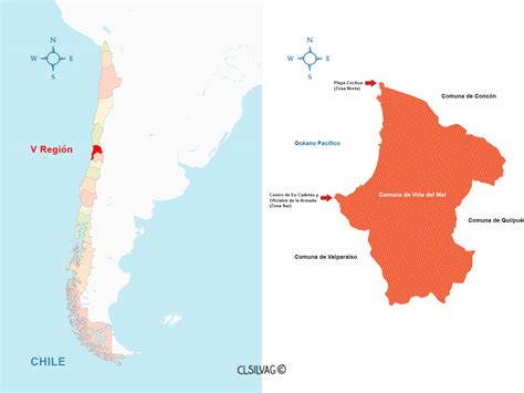 mapa de Valparaíso y Viña del Mar destacando los sectores Forestal, Miraflores Alto, Playa Ancha y Cordillera