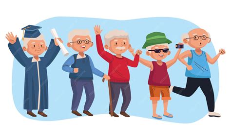 Ilustración de personas mayores activas en el ámbito laboral