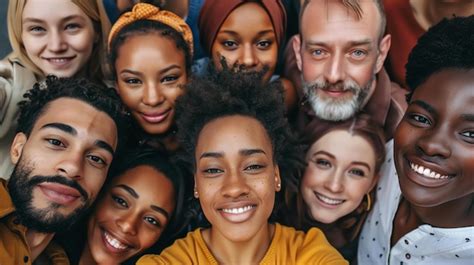 Foto de grupo de personas diversas sonriendo y colaborando en un entorno inclusivo