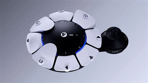 Mando de videojuegos adaptado (PlayStation Access) con botones grandes y configurables.