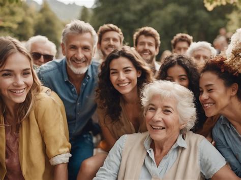 Foto de personas de diferentes generaciones interactuando alegremente