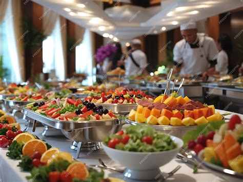 Buffet de comida variada y saludable en un restaurante de termas