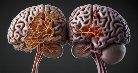 Gráfico comparativo de un cerebro sano vs. un cerebro afectado por demencia.
