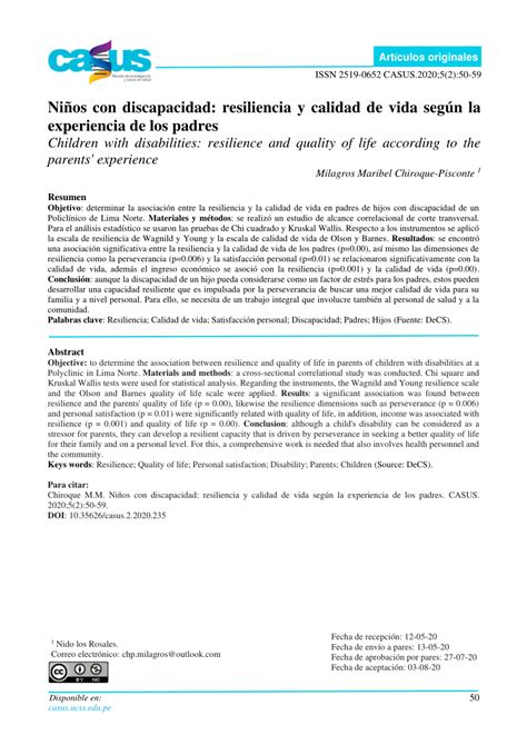Gráfico de correlación entre resiliencia y calidad de vida en padres de niños con discapacidad