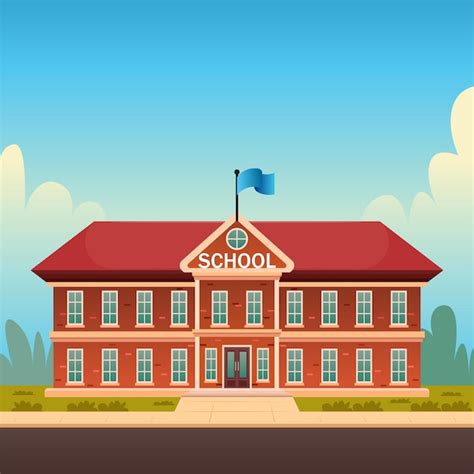 Ilustración artística de un edificio escolar con detalles personalizados para un maestro jubilado
