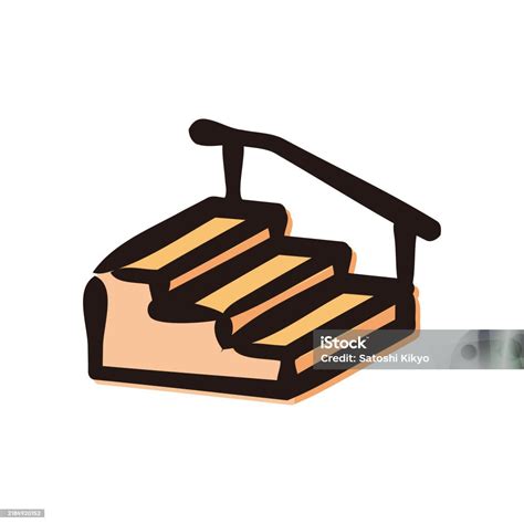 ilustración mostrando una escalera con pasamanos y una zona despejada alrededor