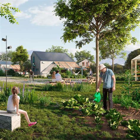 Diseño arquitectónico de una comunidad de cohousing con espacios comunes