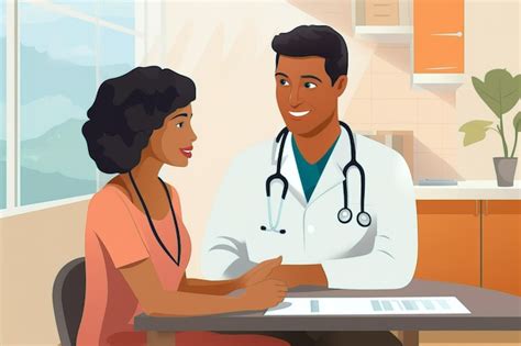 Ilustración de un médico geriatra revisando a un paciente mayor en su hogar, con un ambiente familiar y cómodo.