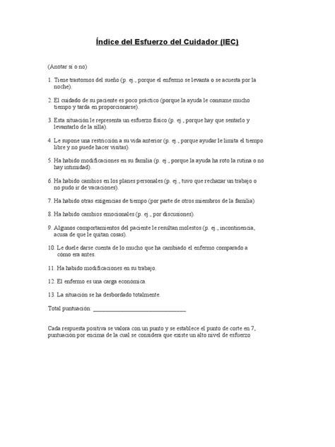 Curva ROC del Índice de Esfuerzo del Cuidador (IEC)
