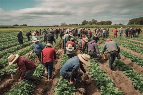 Campo con cultivos variados y personas trabajando