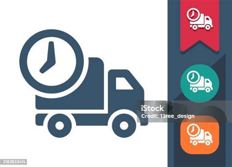 ilustracion de camion de reparto y reloj indicando horarios de entrega