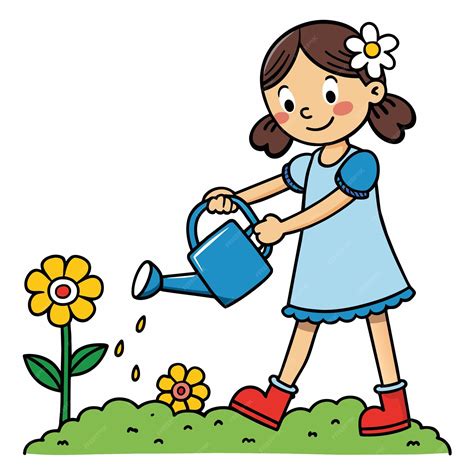 Ilustración de manos regando una flor que empieza a florecer