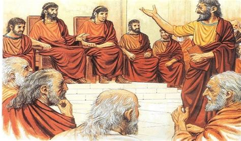 Representación de un consejo de ancianos aztecas o huehuetques deliberando