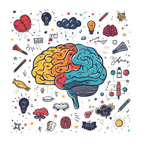 Ilustración de un cerebro con iconos de los alimentos beneficiosos para la memoria alrededor.