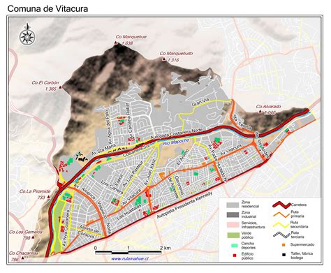 Mapa de la comuna de Vitacura destacando la ubicación del Departamento de Asistencia y Acción Social