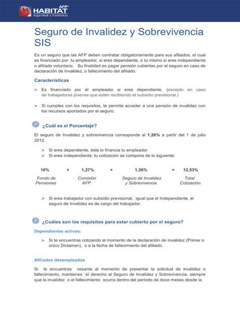 Esquema explicativo sobre el funcionamiento del Seguro de Invalidez y Sobrevivencia (SIS) y el rol de las AFP