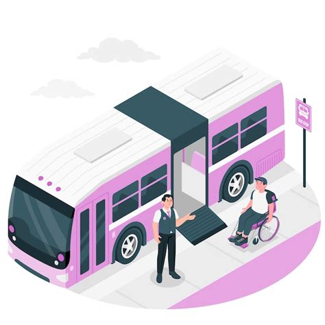 Ilustración de autobús con rampa accesible en una ciudad patagónica, Punta Arenas