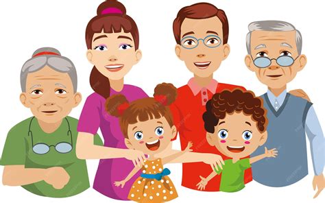 Esquema visual que muestra tres generaciones de una familia (abuelos, padres e hijos) con sus conexiones y simbología básica.