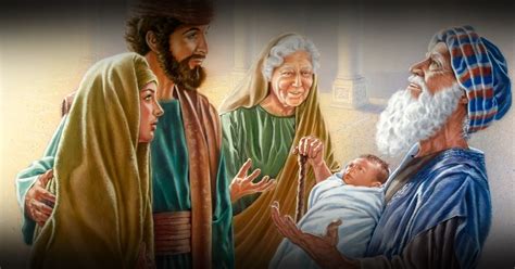 Representación artística del encuentro de Jesús con Simeón y Ana en el Templo.