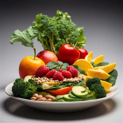 Plato con alimentos frescos y saludables para una dieta equilibrada